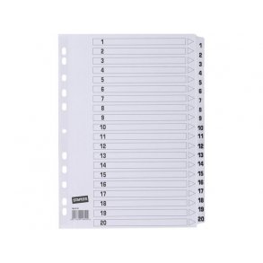 Q-connect register 1-20 plast hvid