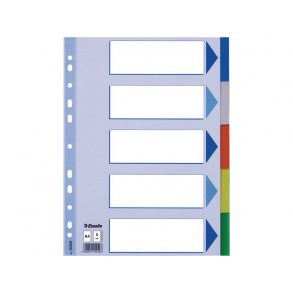 Faneblad ESSELTE PP A4 5-delt flerfarve