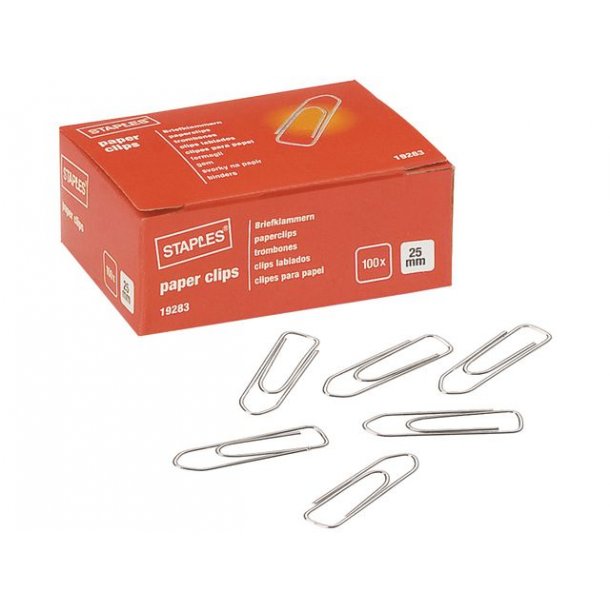 Clips STAPLES 25mm metal 100/pk.