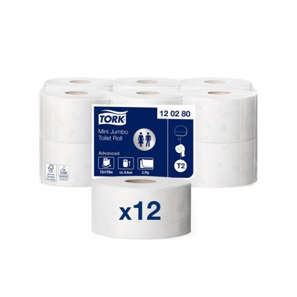 Toiletpapir TORK Ad. Jumb mini T2 12/pk 120280