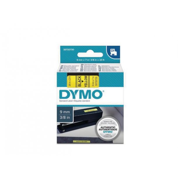 Tape DYMO D1 9mm sort p gul