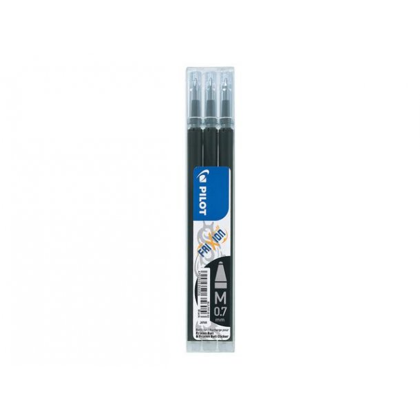 Refill PILOT Frixion 0,7mm sort 3/pk.