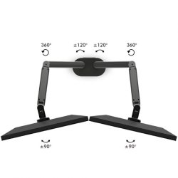 WERGON - Alma - Justerbar Skrmholder til 2 skrme - med Gasfjederarme - Skrme Max 27" - Mrkegr