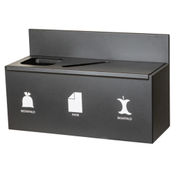 Sorteringsstation med 3 inderspande 3x15L sort