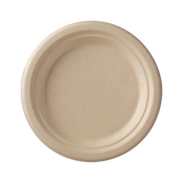 Tallerken bagasse NatureWorks brun 22cm 50stk/ps (incl afgift)