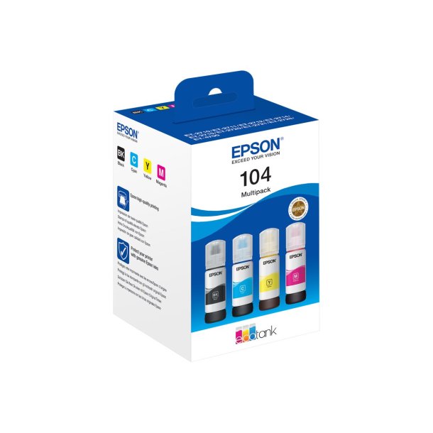 Epson EcoTank 104 Sort Gul Cyan Magenta Blkrefill C13T00P640