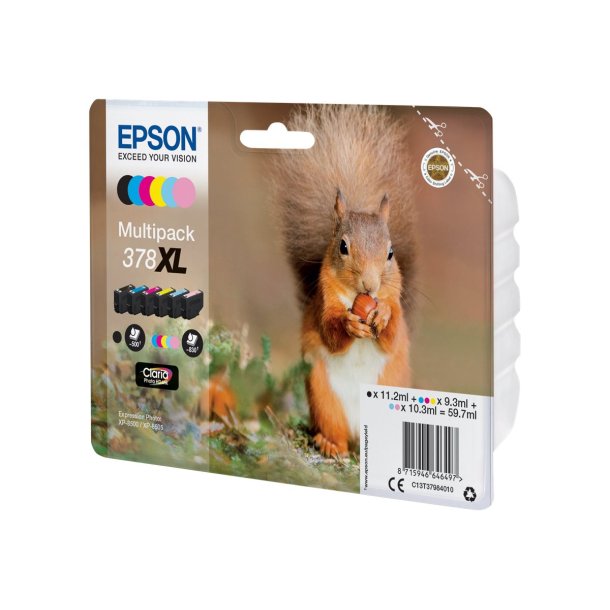 Epson 378XL Multipack Sort Gul Cyan Magenta Lys magenta Lys cyan Blk C13T37984010