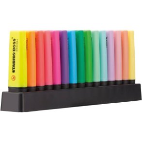 Tekstmarker STABILO BOSS 15 ass + deskset (holder)