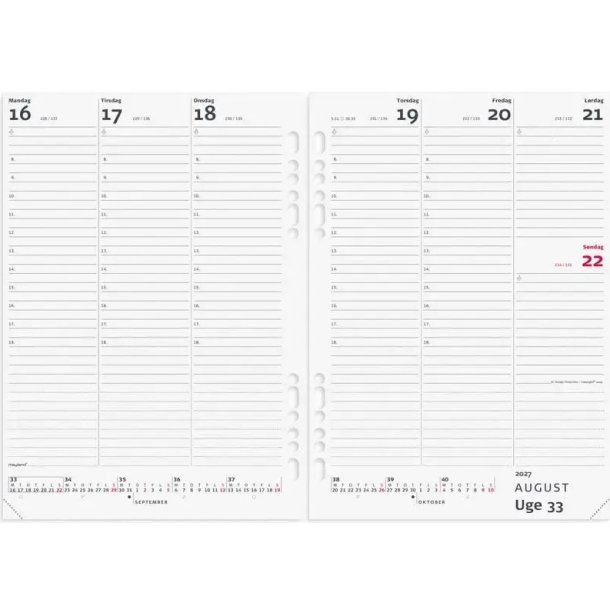 SYSTEM A5 UGEKALENDER H�JFORMAT REFILL 27295000