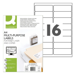 Q-Connect 99x33,9 Multi labels 16 pr ark 100 pakke A4