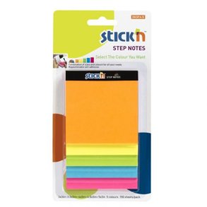 StepNotes 5 Strrelser 150 Blad Assorterat Neon