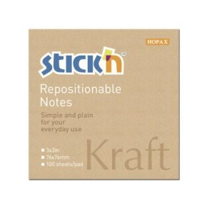 Notesblok 76x76 100 Blad Kraftpapir Brun