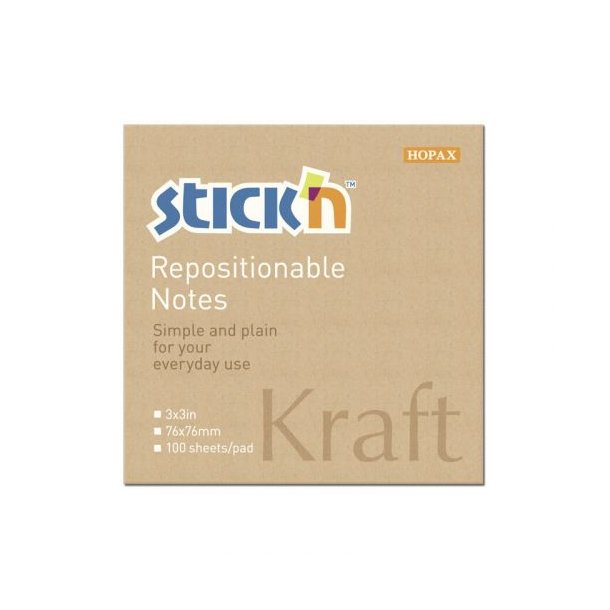 Notesblok 76x76 100 Blad Kraftpapir Brun