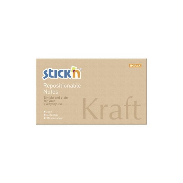 Notesblok 76x127 100 Blad Kraftpapir Brun