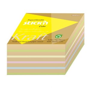 Noteskub Kraft 76x76 400 Blad Assorterat Pastel