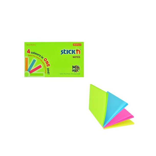 Magic Notesblok 76x127 100 Blad Assorterat Neon