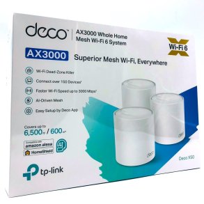 TP-Link Deco X50 Wi-Fi Mesh system desktop med 3 enheder