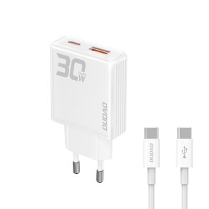  Dudao A30EU Adapter 30Watt 1xUSB-A +1x USB-C med 1 meter USB C kabel
