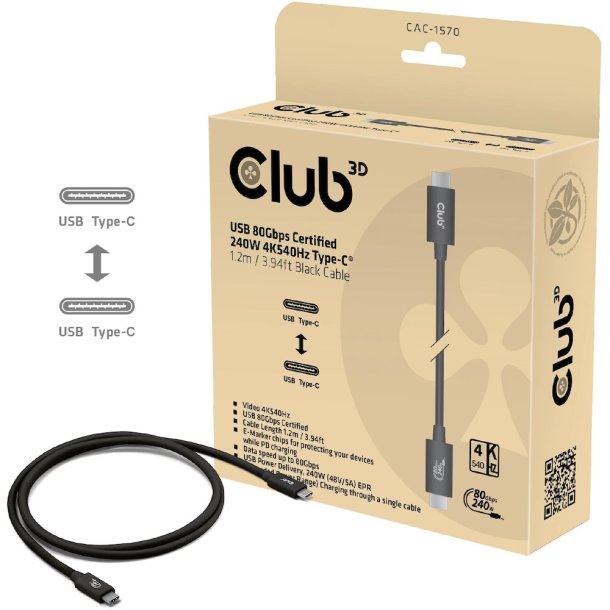 Club3D CAC-1570 USB4 USB-C til USB-C 1,2m