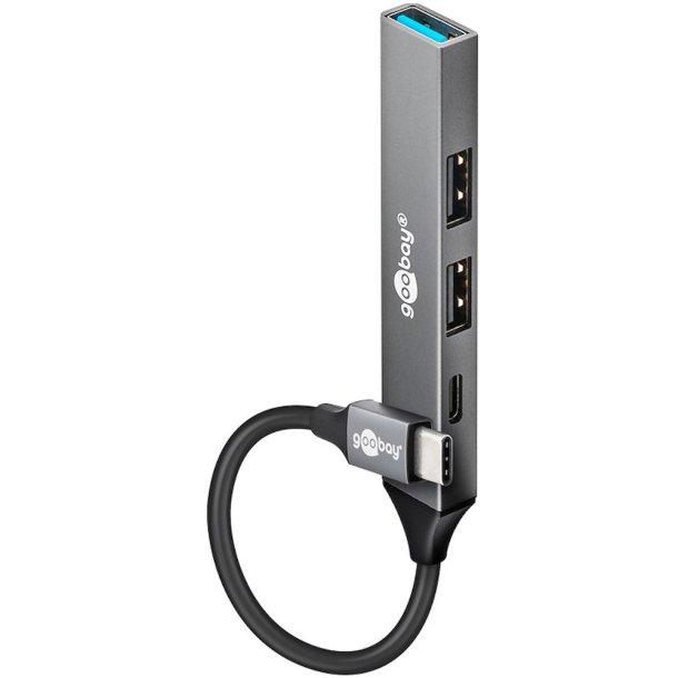 Goobay Slim USB C til 2 USB2 og 1 usb C og 1 USB 3 Hub