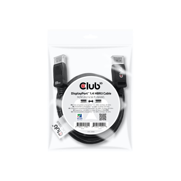 Club 3D DisplayPort 1.4 2 meter kabel