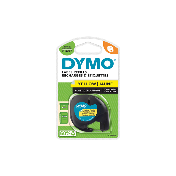 Dymo Letratag Plast Tape Gul