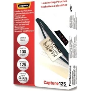 Fellowes Lamineringslomme 54x86mm klar 125mic 100/pk.