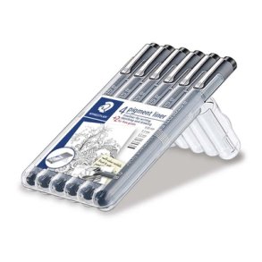 Pigmentliner STAEDTLER sort 6stk 0,05/0,1/0,2/0,3/0,5/0,8mm