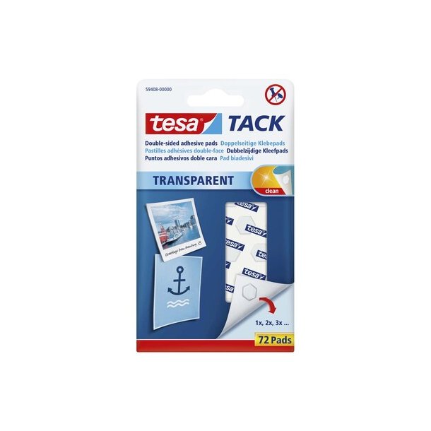 Brikker tesa Tack standard dobbeltkl�bende transp. 72stk/pak