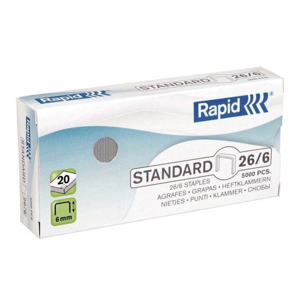 Hfteklammer Rapid 26/6 galv. Standard 5000stk/pak