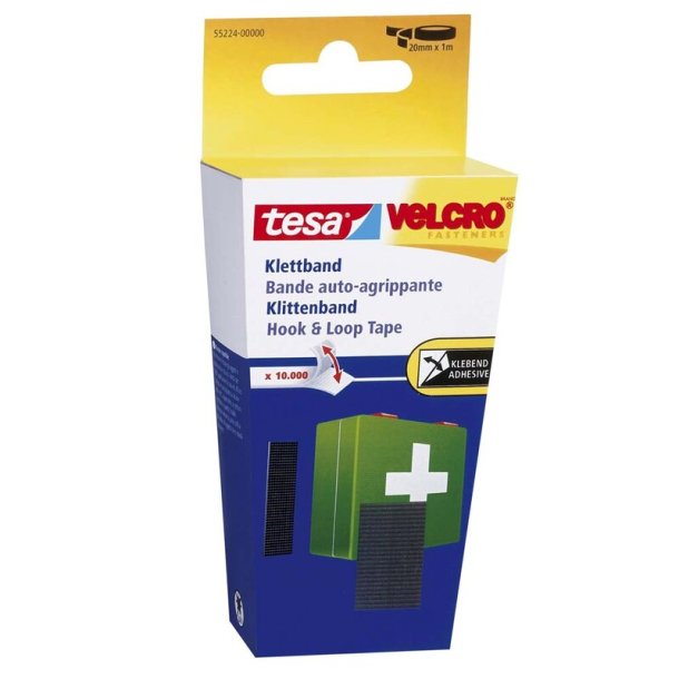 Burretape tesa Velcro sort 20mmx1m/pak 55224