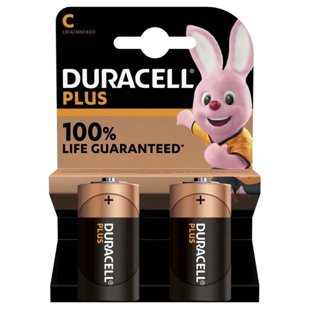 Batteri Duracell Plus Power C alkaline 2stk/pak