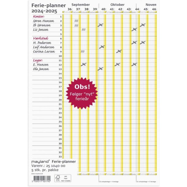 Ferie Planner 2025/2026 26104000