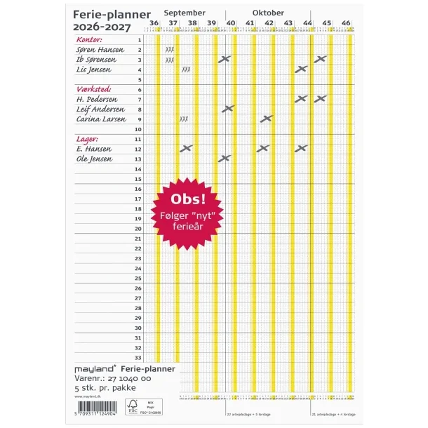 Ferie Planner 2026/2027 27104000