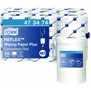  Tork 473474 Reflex Plus M3 2lags aftrringspapir hvid 9ruller