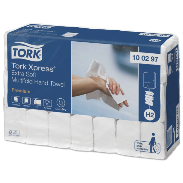 Tork 100297 Xpress Extra Soft hndkldeark H2 hvid 21x100ark 130289