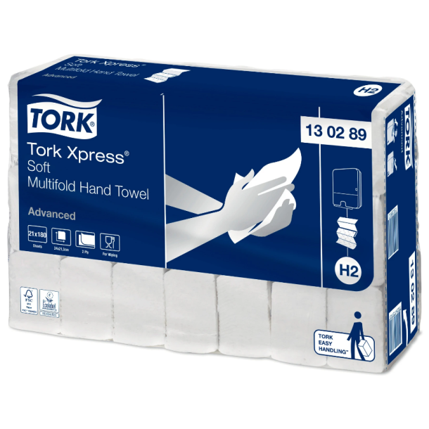  Tork 130289 Xpress Soft hndkldeark 2lags H2 hvid