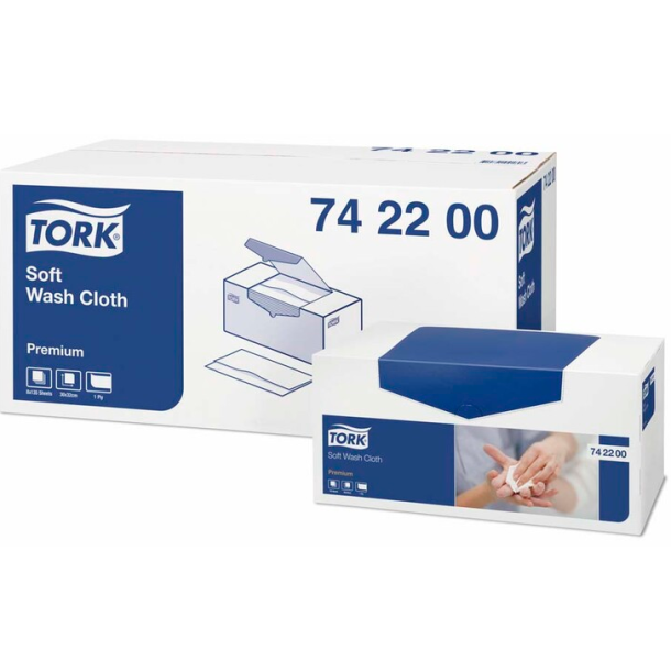 Tork 742200 Premium Soft vaskeklude 30x32cm hvid 8pk a 135stk