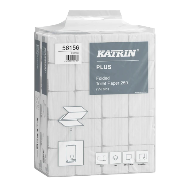 Katrin Plus toiletpapir 23x10,3cm 2-lag hvid 40pk (10.000 ark)