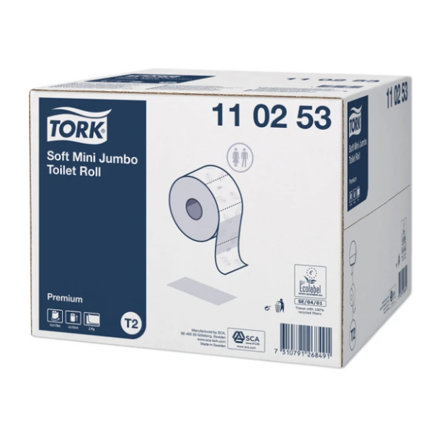 Tork 110253 Premium T2 Jumbo Mini 2lags toiletpapir 12 ruller