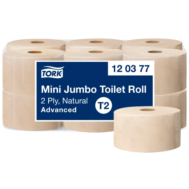 Tork 120377 Advanced Mini Jumbo toiletpapir 2-lags T2 natur 12rl