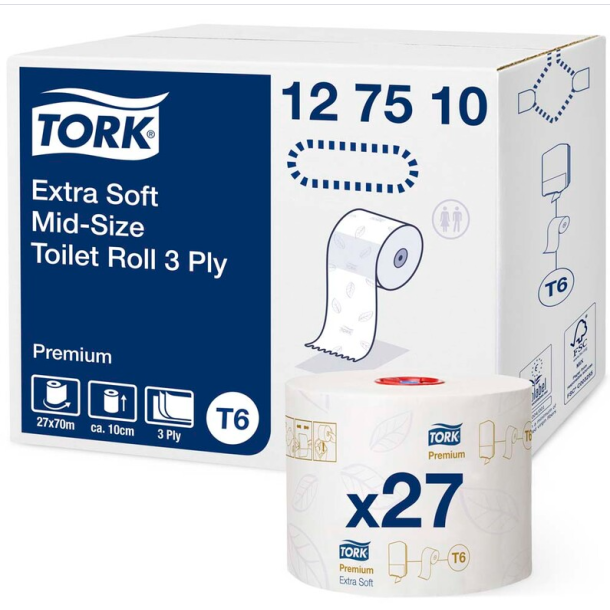 Tork 127510 Premium T6 3lags toiletpapir 27 ruller