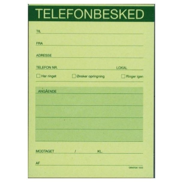 Telefonbesked GF 105x145 mm - 1040