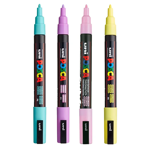 Uni Posca PC3M sampak 4 soft farver
