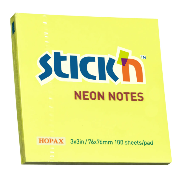 Stick'n Neon Notes gul 76x76m