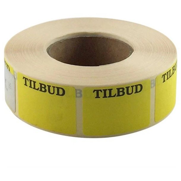 Etiket RL 25x35mm Gul Tilbud (1000)