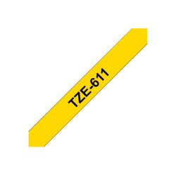 Brother TZe611 6mm sort/gul