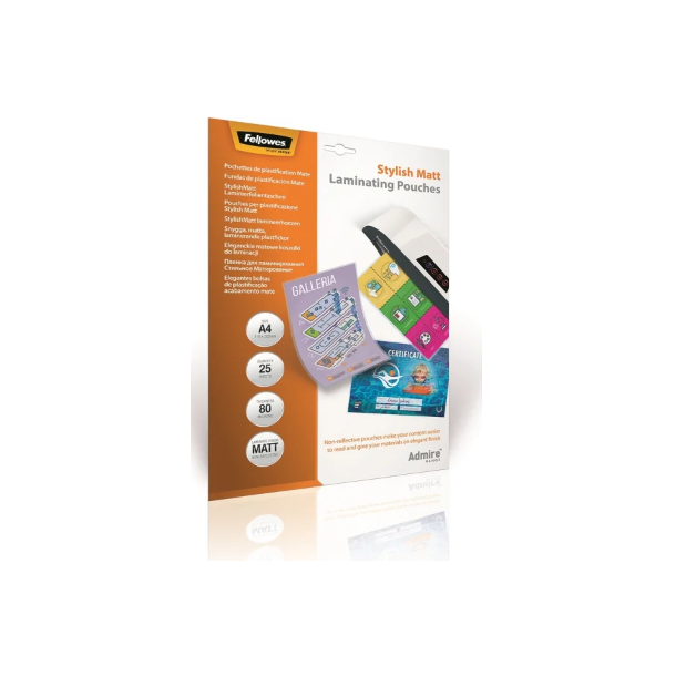 Fellowes A4 lamineringslomme 80 microns 25 ark MATT CRC 56021