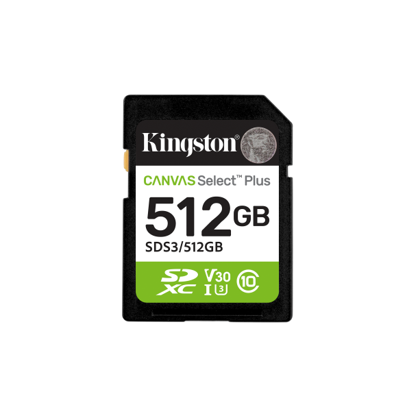 Kingston Technology 512 GB SDXC Canvas Select Plus Gen3 150 MB/s C10 UHS-I U1 V10