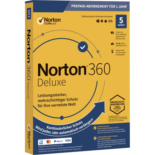 Norton 360 Deluxe 5 enheder 1 r 50 gb